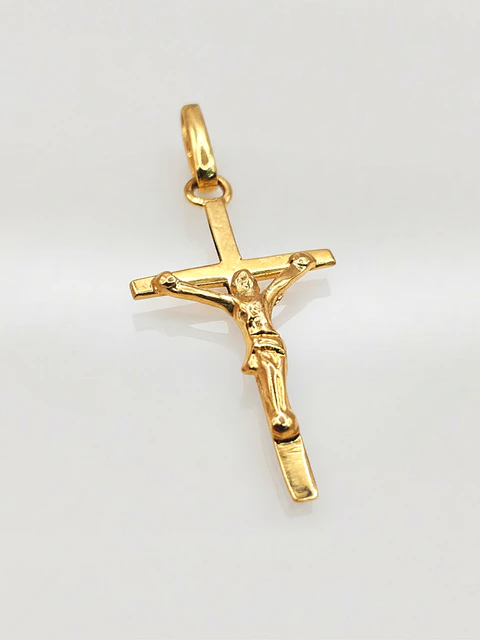 Colgante Cruz de Fe con Cristo Oro 18k