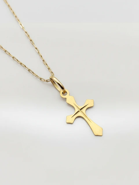 Cadena Devoción Satín con Cruz Oro 18k