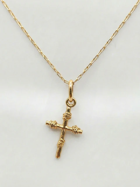 Cadena Cruz de Amarras de Fe Oro 18k