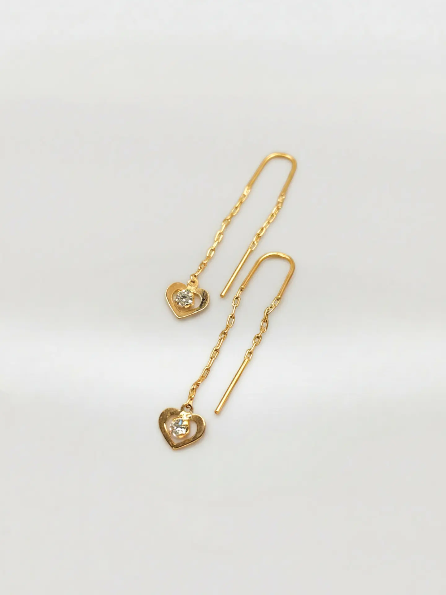 Aros Cadena con Corazón de Circón Oro 18k 1