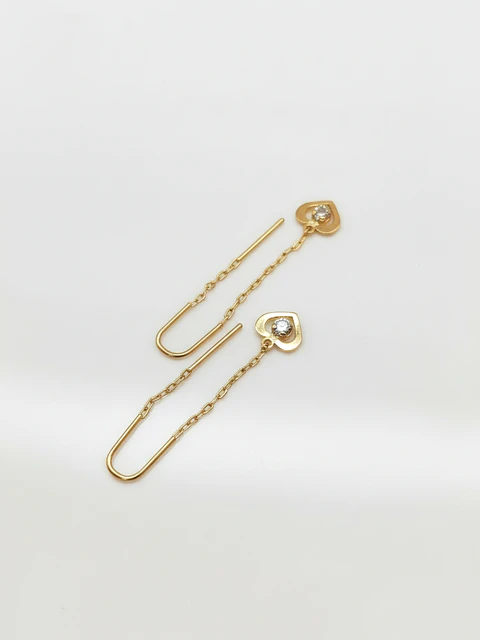 Aros Cadena con Corazón de Circón Oro 18k