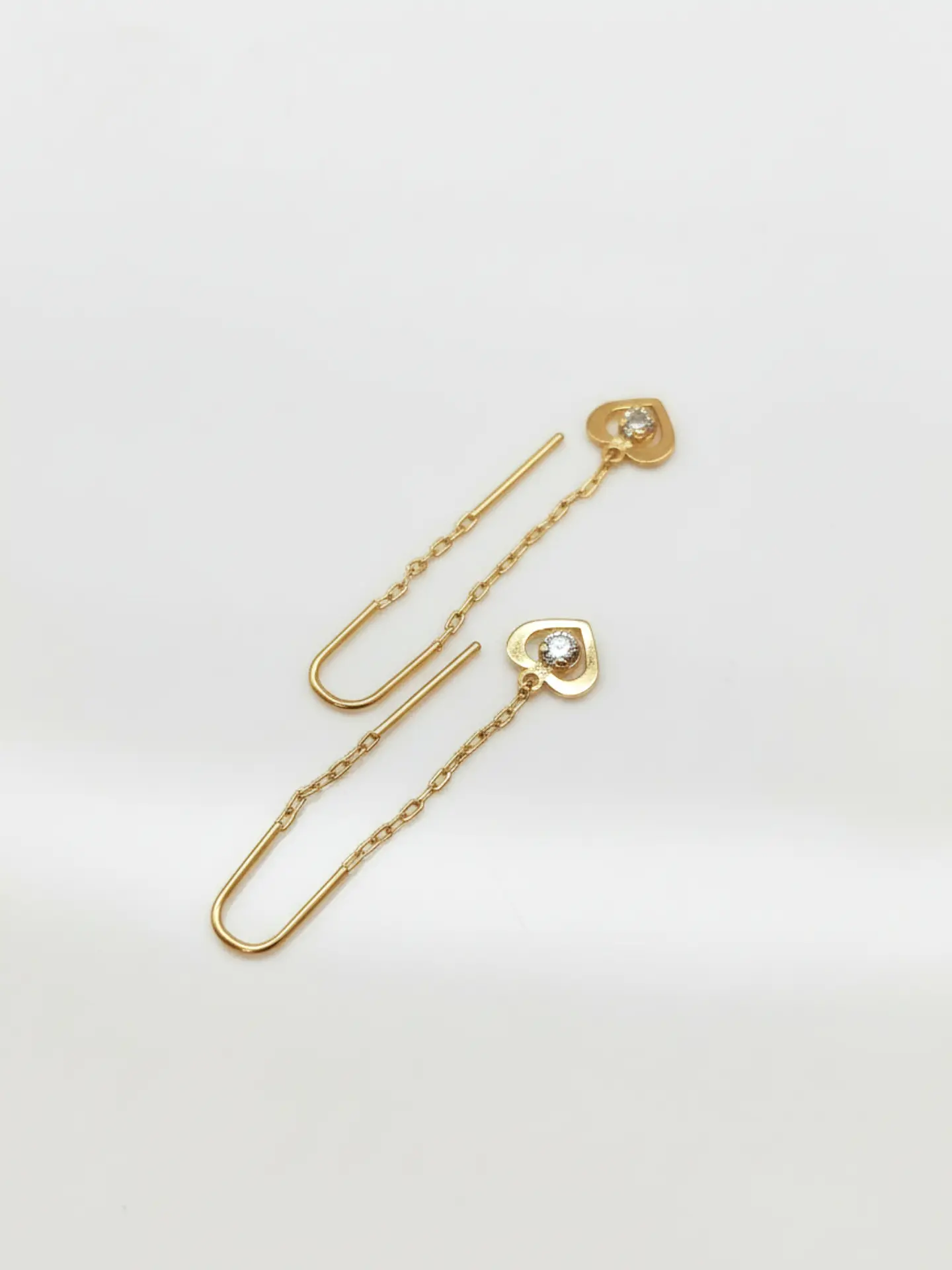 Aros Cadena con Corazón de Circón Oro 18k 2