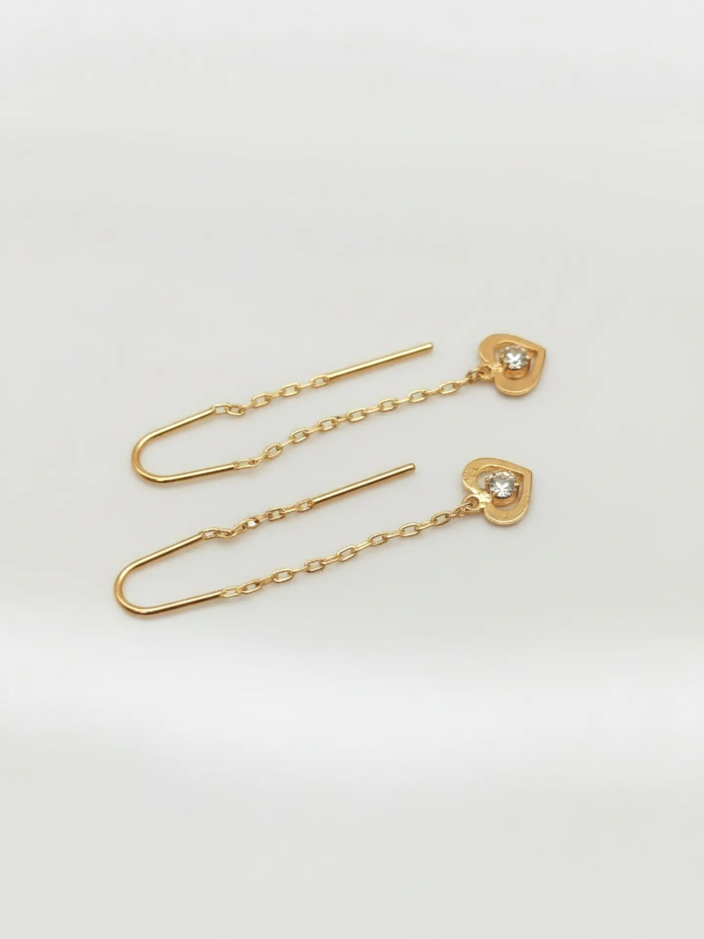 Aros Cadena con Corazón de Circón Oro 18k 3