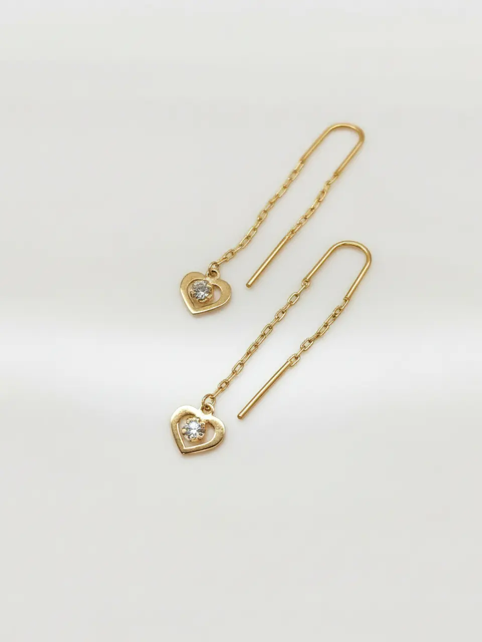 Aros Cadena con Corazón de Circón Oro 18k 4