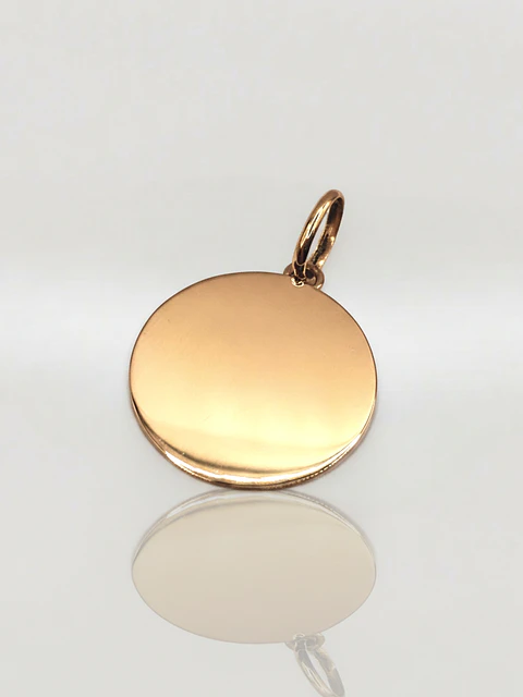 Colgante Disco Espejo Distinción Oro 18k