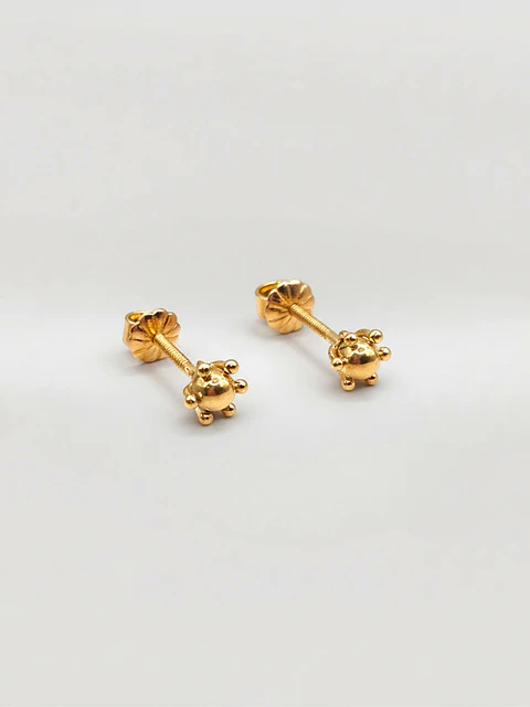 Aros Esfera Pistilo Mediano Oro 18k