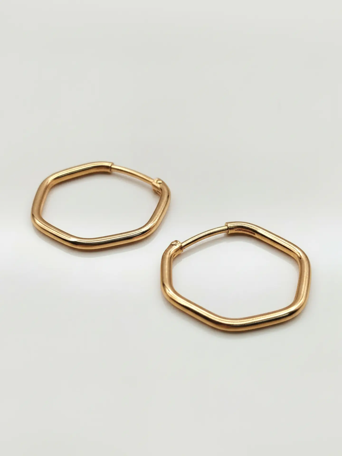 Aros Argollas Geometría Hexagonal Oro 18k 1