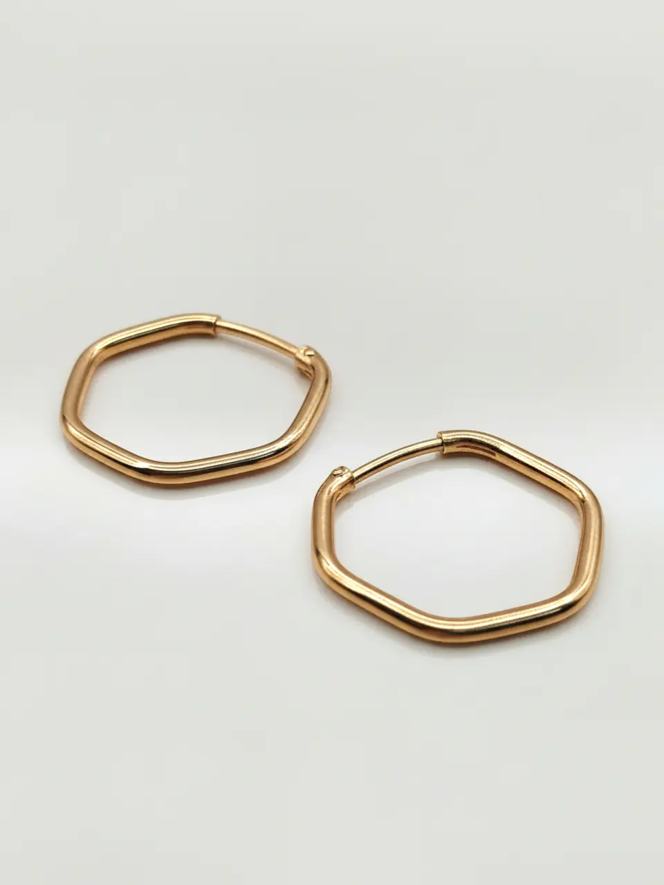 Aros Argollas Geometría Hexagonal Oro 18k 1