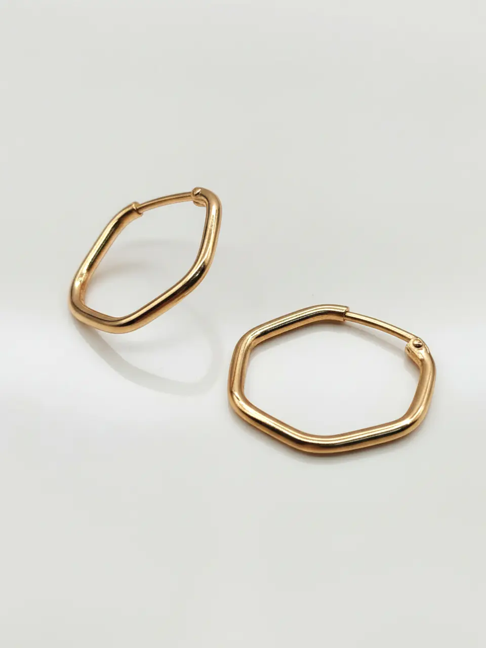 Aros Argollas Geometría Hexagonal Oro 18k 5