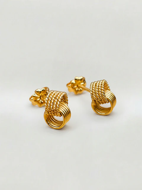 Aros Nudo Trenzado Oro 18k
