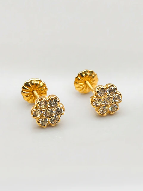 Aros Flor de Mayo con Circones Mediano Oro 18k