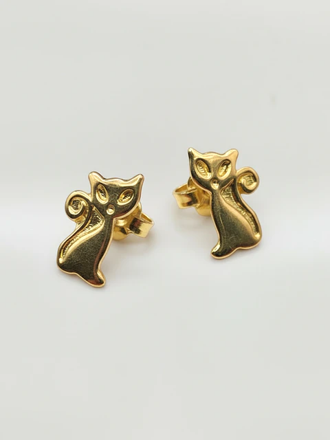 Aros Gatito Encanto Oro 18k