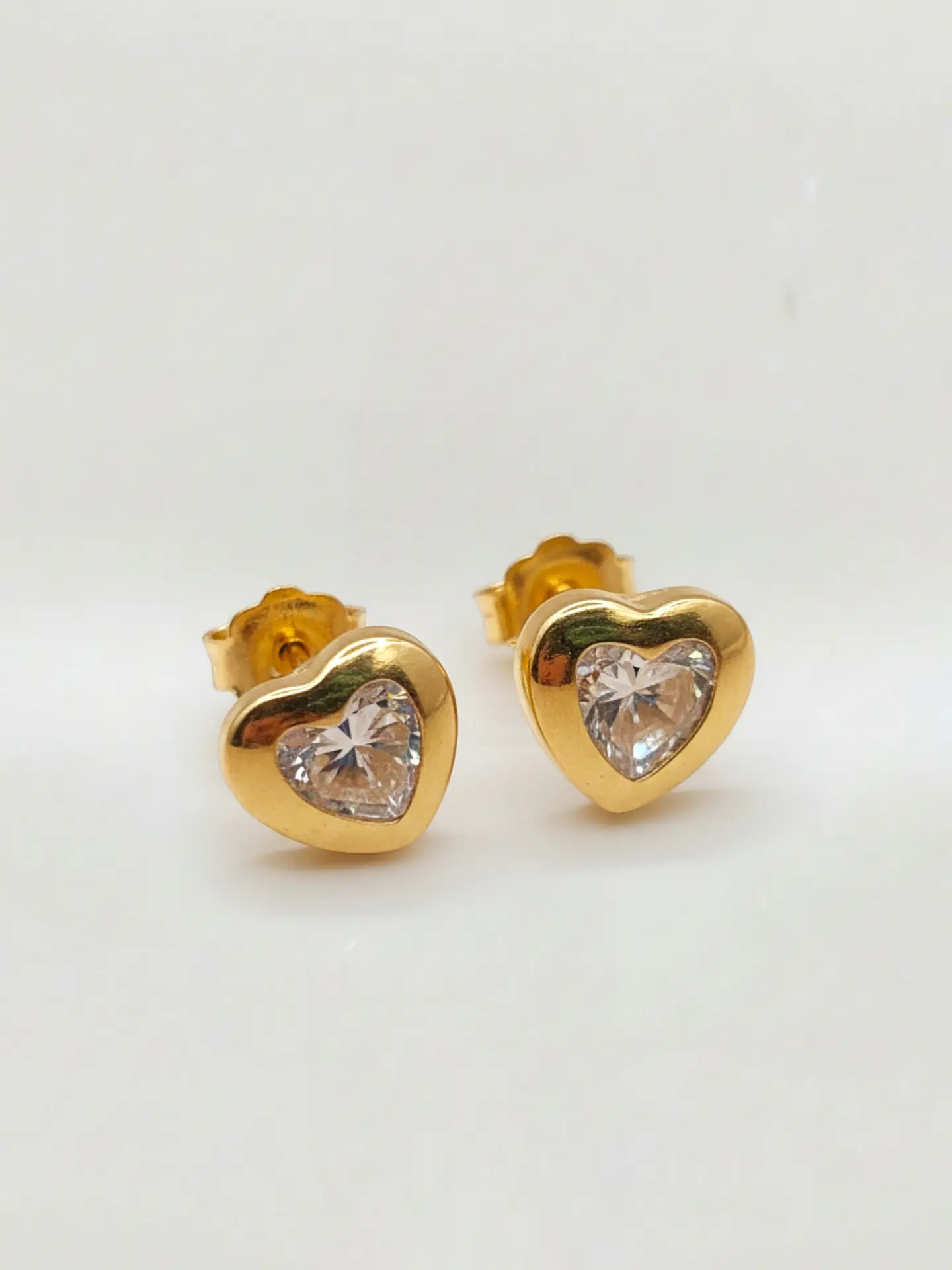 Aros Corazón de Brillo Circón Grande Oro 18k 1