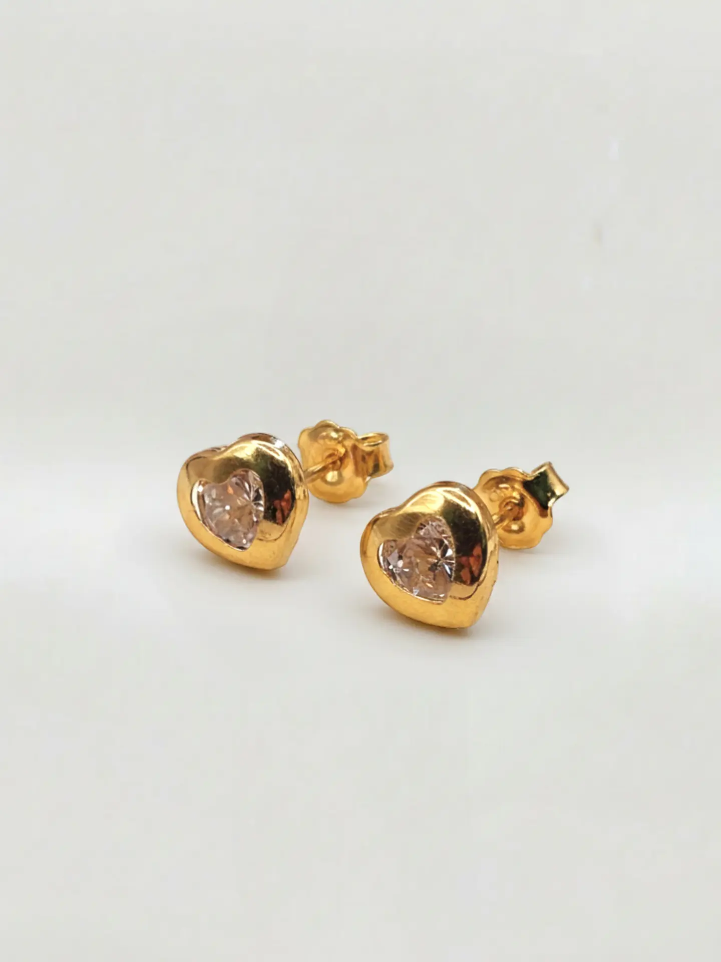 Aros Corazón de Brillo Circón Grande Oro 18k 2