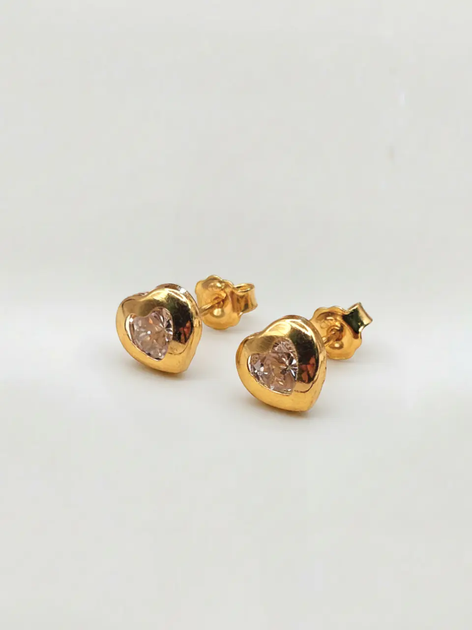 Aros Corazón de Brillo Circón Grande Oro 18k 2