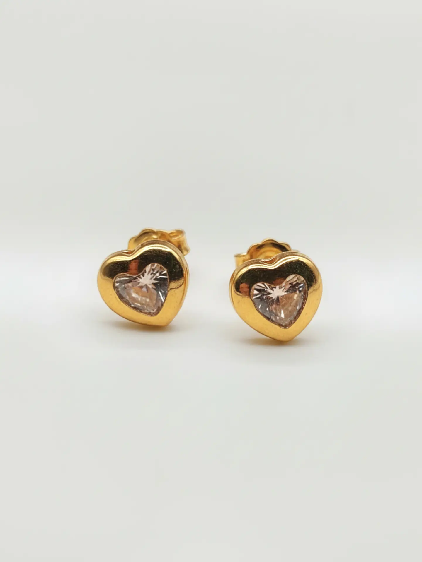 Aros Corazón de Brillo Circón Grande Oro 18k 4