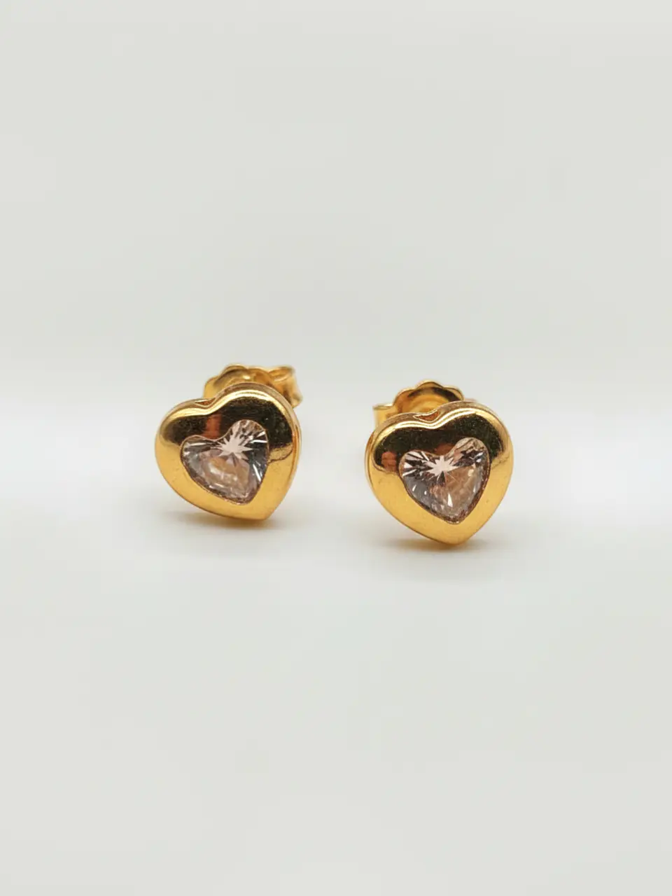 Aros Corazón de Brillo Circón Grande Oro 18k 4