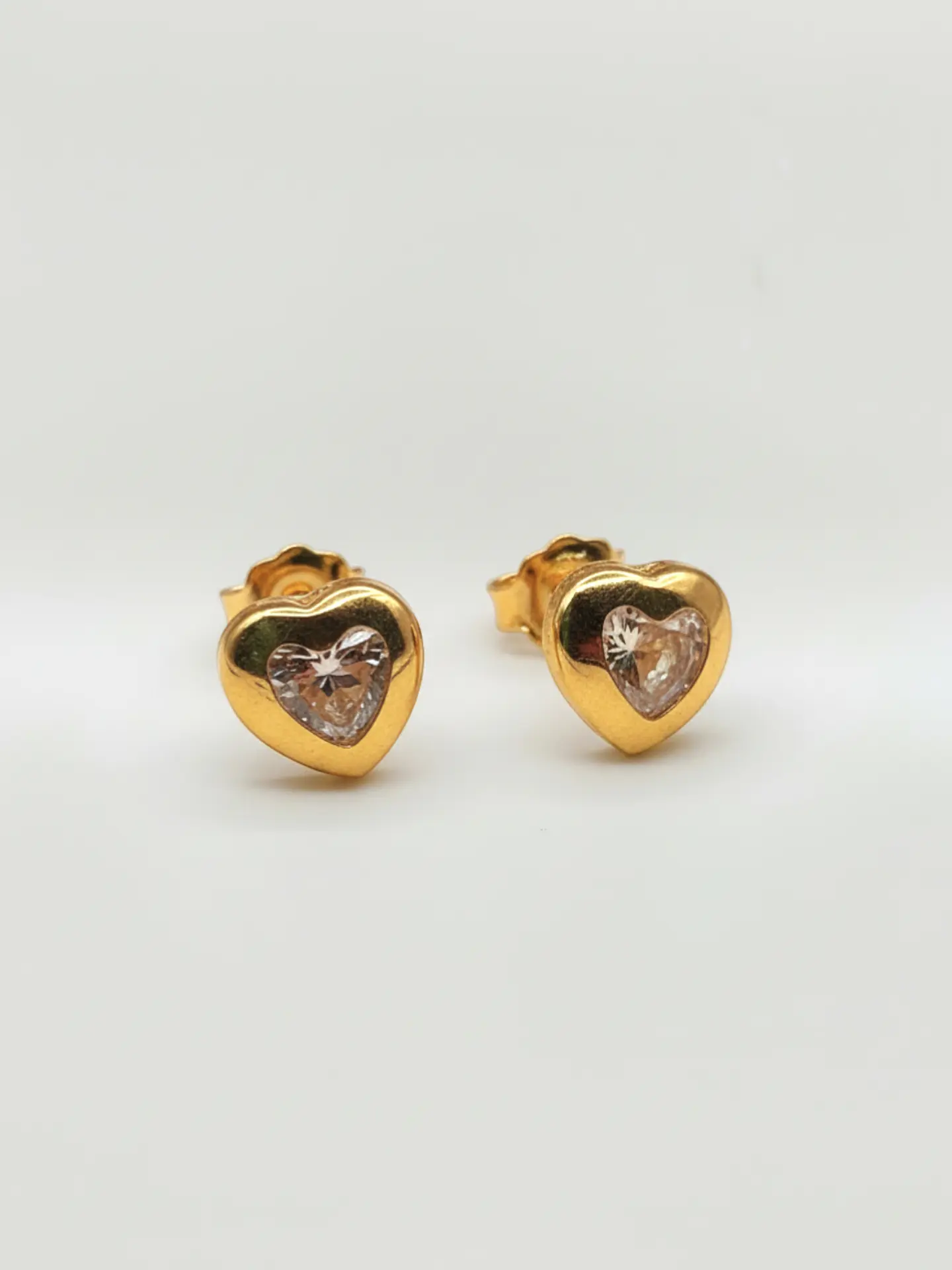 Aros Corazón de Brillo Circón Grande Oro 18k 5