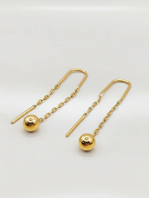 Aros Cadena con Esferas Gala Larga Oro 18k