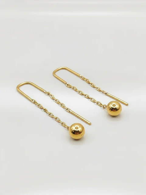 Aros Cadena con Esferas Gala Larga Oro 18k