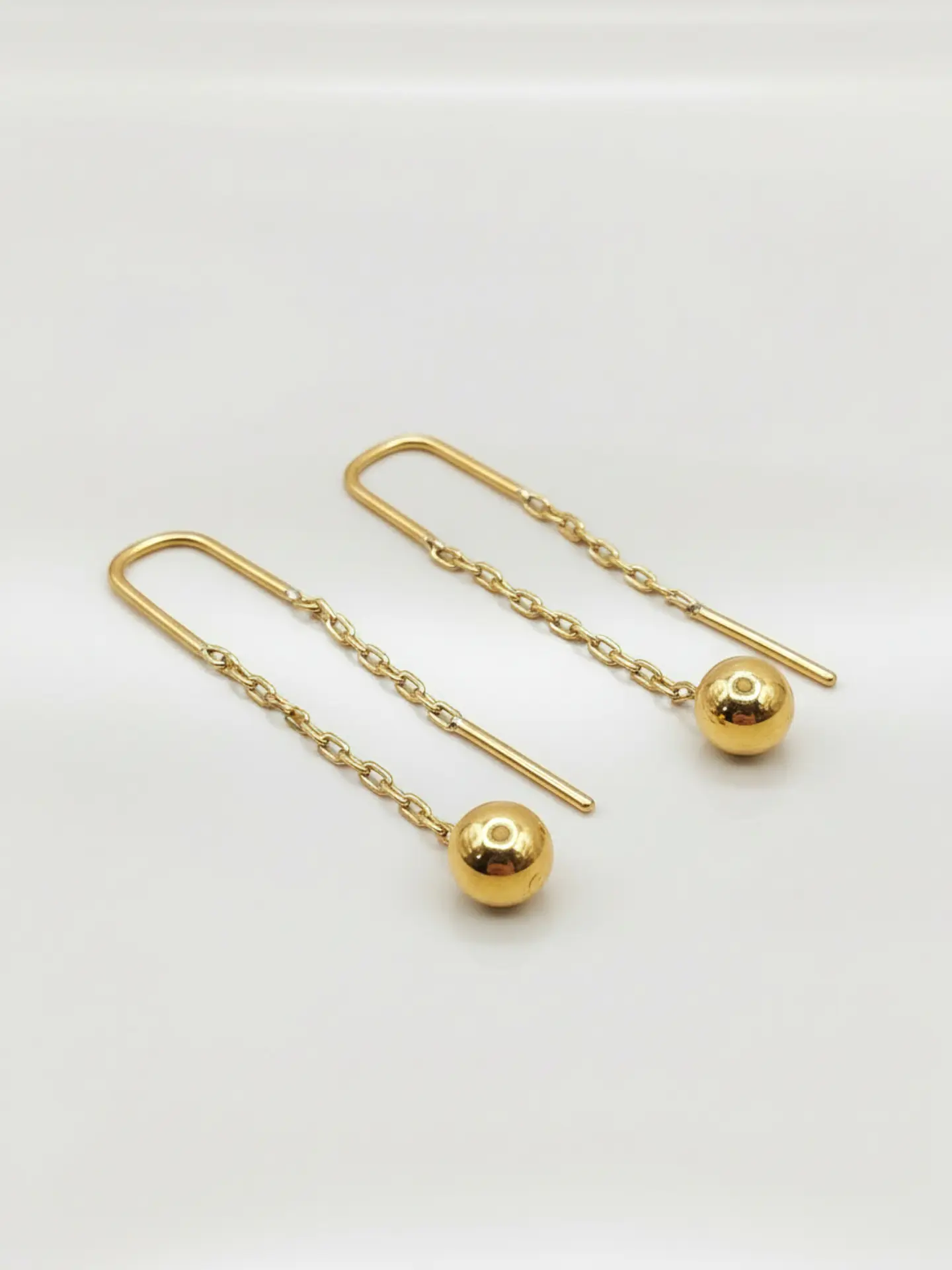 Aros Cadena con Esferas Gala Larga Oro 18k 1