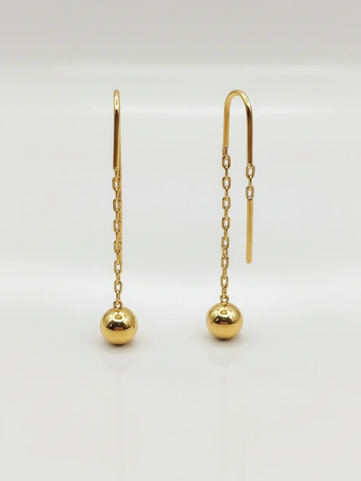 Aros Cadena con Esferas Gala Larga Oro 18k 3