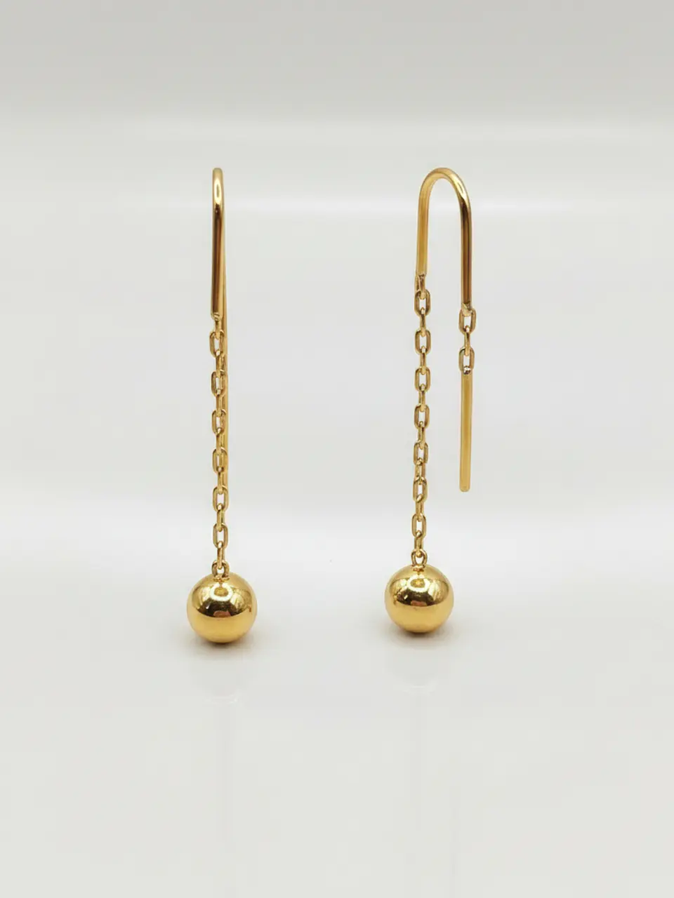 Aros Cadena con Esferas Gala Larga Oro 18k 3