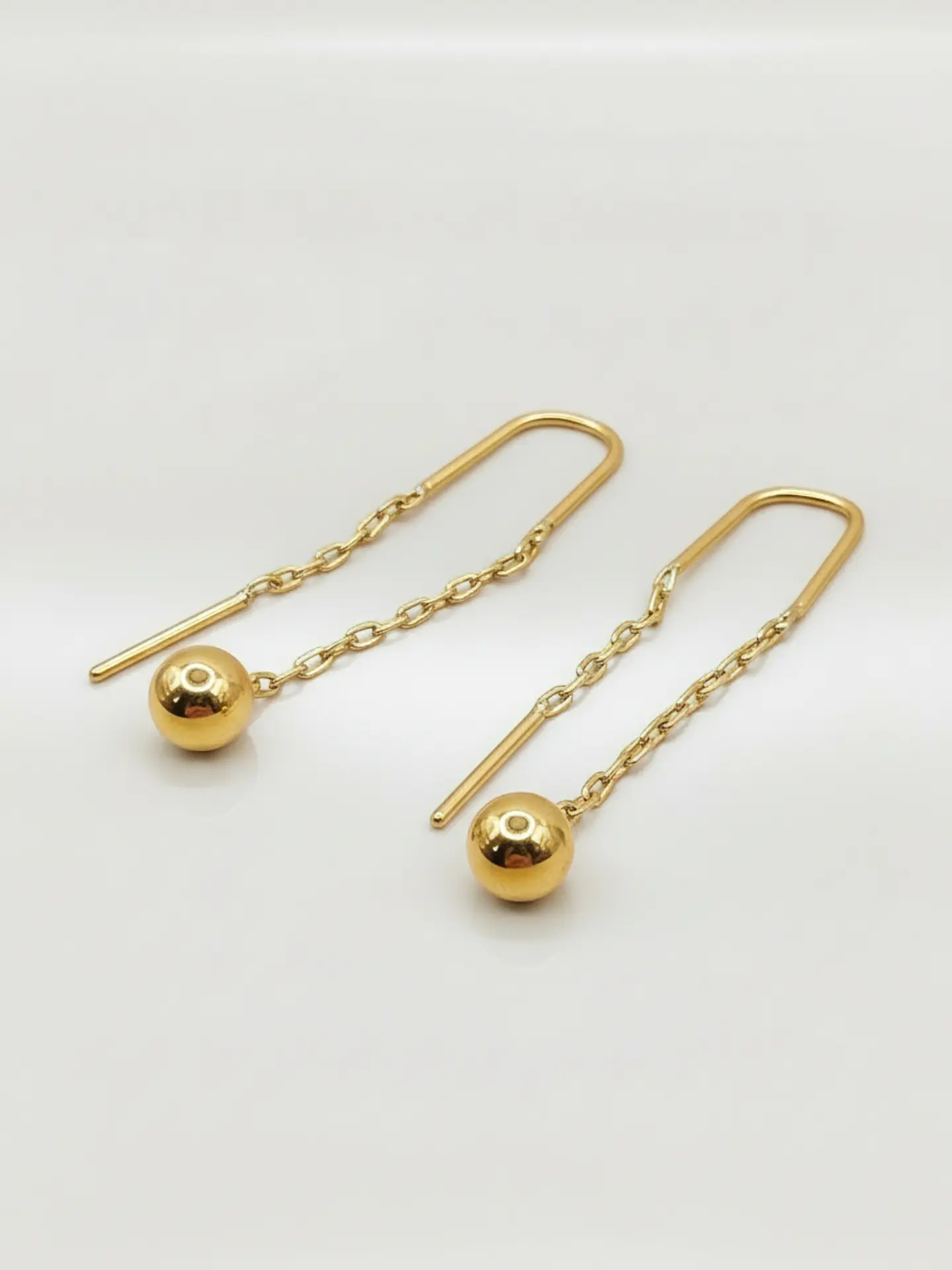 Aros Cadena con Esferas Gala Larga Oro 18k 4