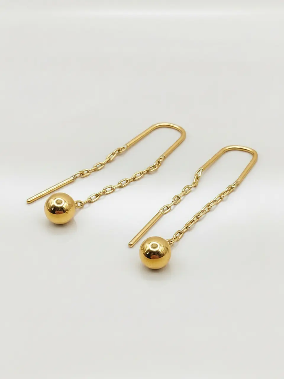 Aros Cadena con Esferas Gala Larga Oro 18k 4