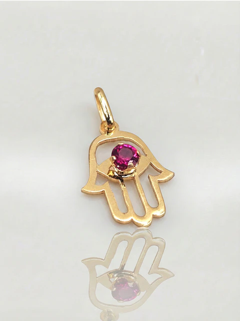 Colgante Mano de Fátima Pasión de Rubí Oro 18k