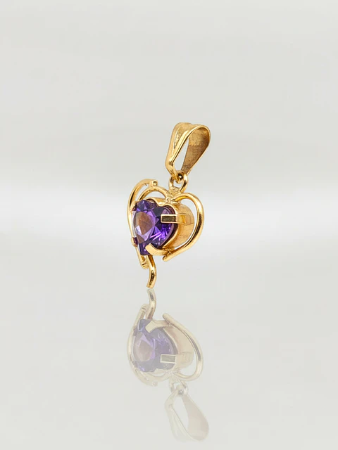 Colgante Corazón de Amatista Real Oro 18k