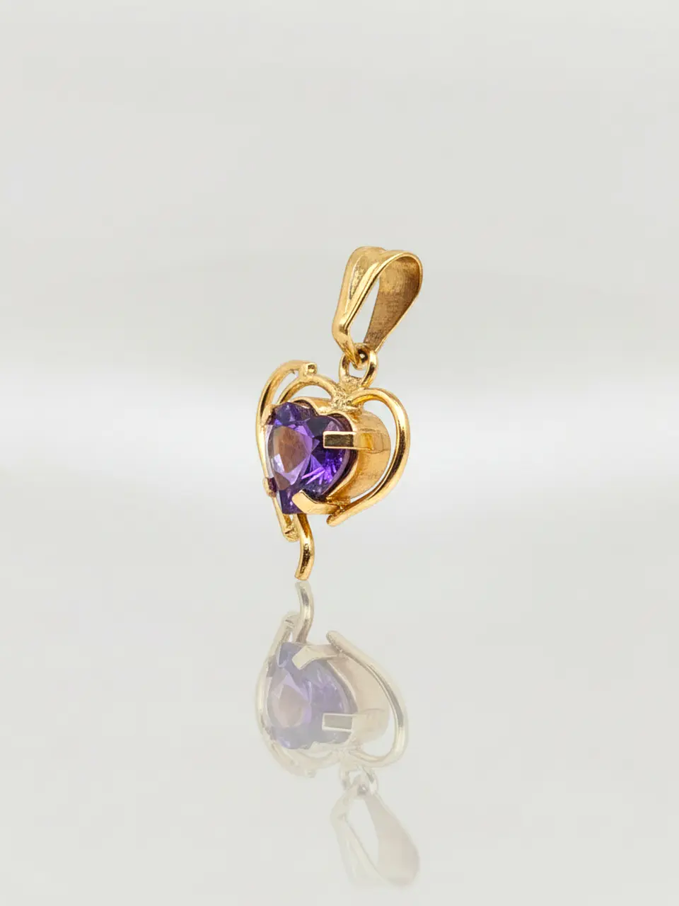 Colgante Corazón de Amatista Real Oro 18k 2