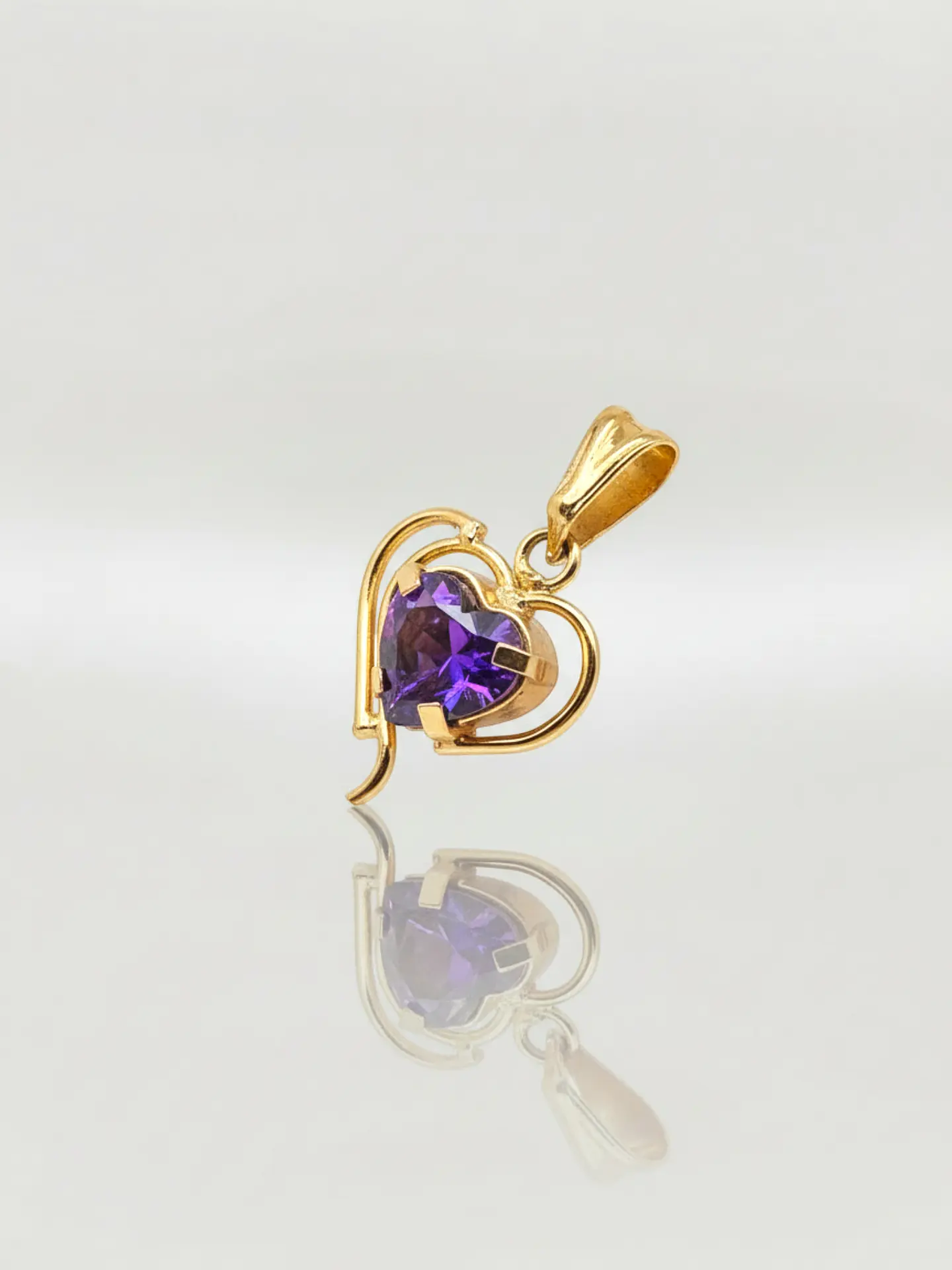 Colgante Corazón de Amatista Real Oro 18k 3