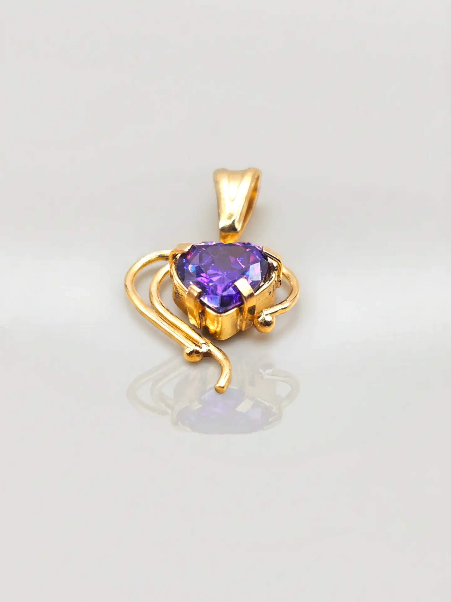 Colgante Corazón de Amatista Real Oro 18k 4