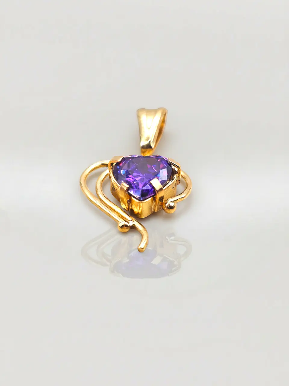 Colgante Corazón de Amatista Real Oro 18k 4