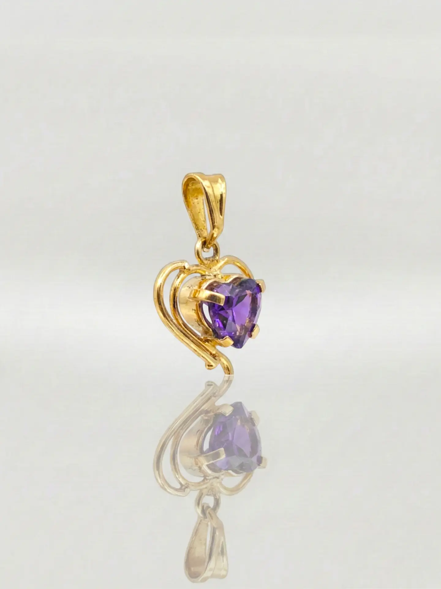 Colgante Corazón de Amatista Real Oro 18k 5