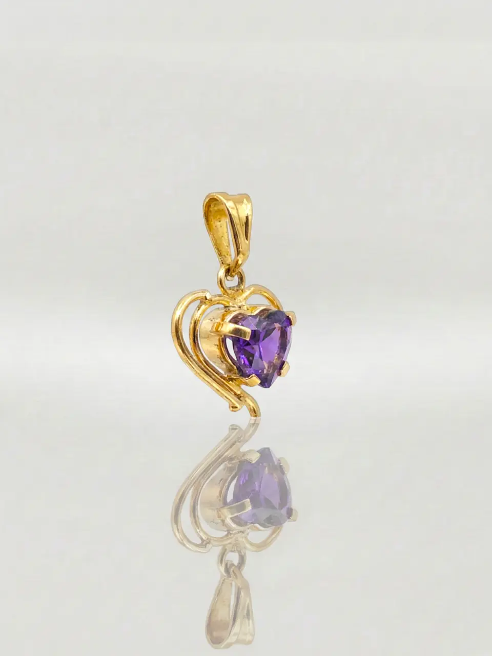 Colgante Corazón de Amatista Real Oro 18k 5