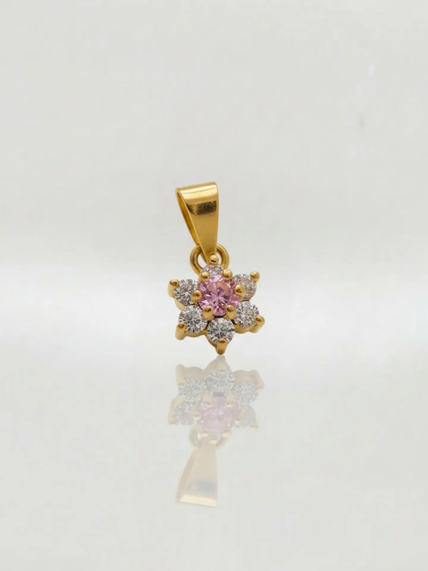 Colgante Roseta Rosa de Francia y Circones Oro 18k 3