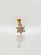 Colgante Roseta Rosa de Francia y Circones Oro 18k - Miniatura 3
