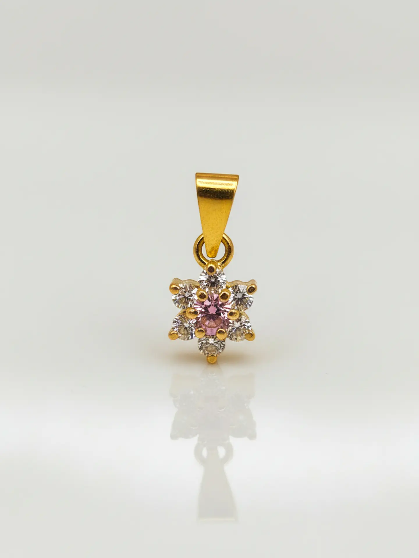 Colgante Roseta Rosa de Francia y Circones Oro 18k 1