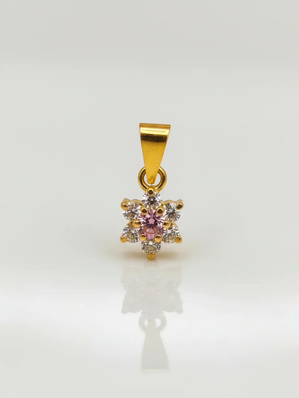 Colgante Roseta Rosa de Francia y Circones Oro 18k 1