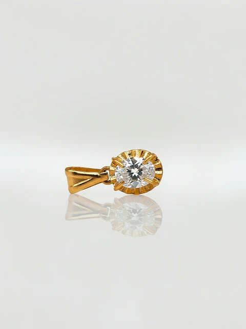 Colgante Chatón Oval de Circón Oro 18k