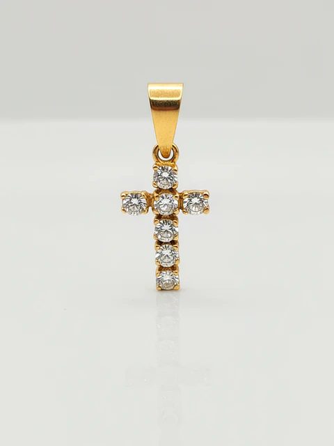 Colgante Cruz de Brillo Sagrado Circones Oro 18k