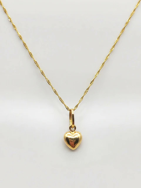 Cadena Singapur Corazón Delicado Oro 18k