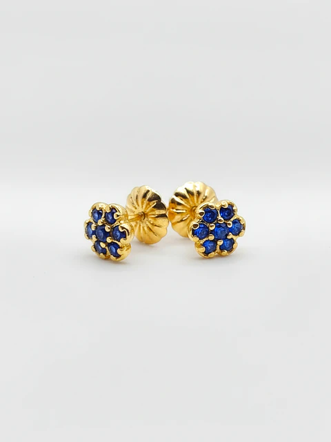 Aros Roseta Zafiro Real Mediano Oro 18k