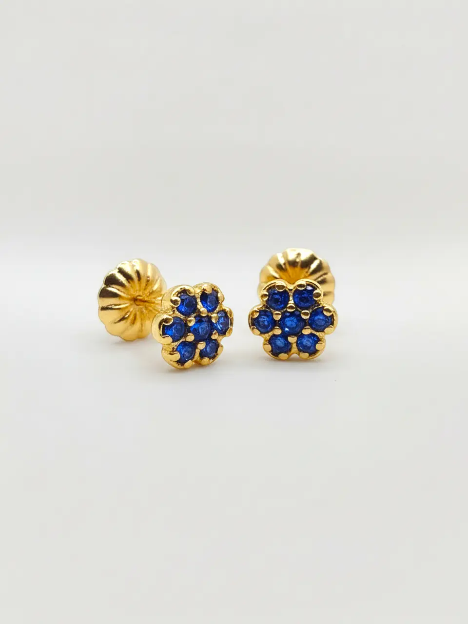 Aros Roseta Zafiro Real Mediano Oro 18k 4