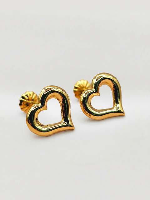 Aros Silueta Corazón Oro 18k