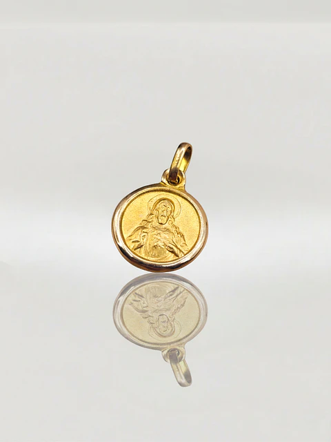 Colgante Medalla Sagrado Corazón Oro 18k