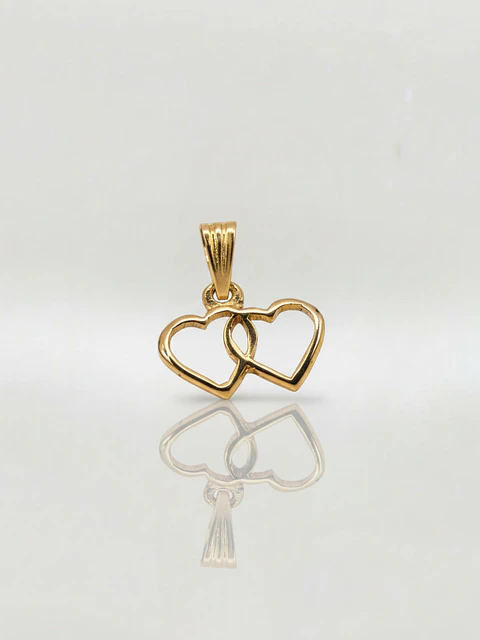 Colgante Silueta Doble Corazón Oro 18k