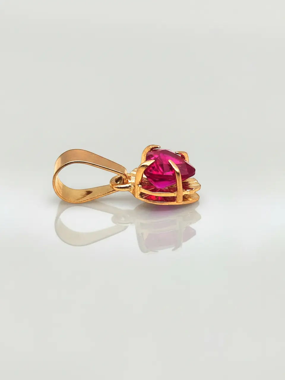 Colgante Chatón Corazón de Rubí Oro 18k 4